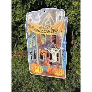 Impact Plastics Yard Art Vintage Halloween Yard Art Sign Haunted House Ghost